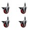 Service Caster 3.5'' Red Poly Swivel 3/4'' Expanding Stem Caster Set with Brake, 4PK SCC-EX20S3514-PPUB-RED-PLB-34-4 - alternate 1